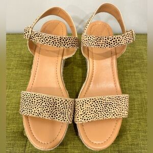 J. Crew Factory Calf Hair Animal Print Flatform Espadrilles